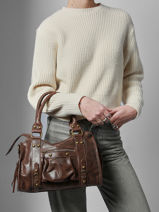 Handtas Spazzolato Leder Milano Bruin spazzolato SP24094-vue-porte